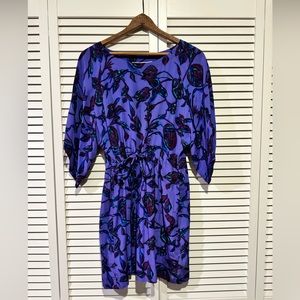 Sunner x Anthropologie 100% Silk Purple Floral Shift Dress